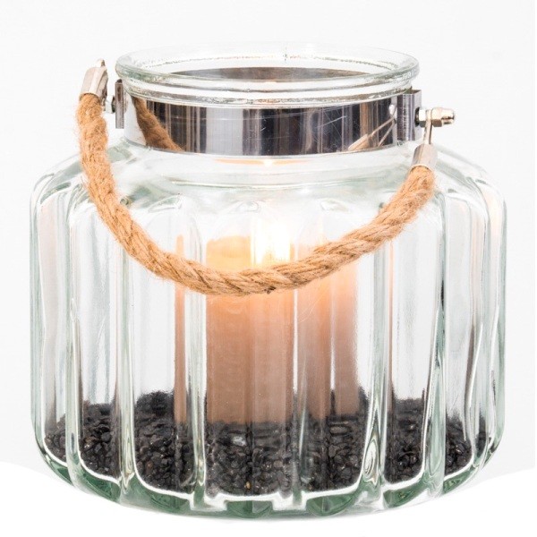 Windlicht Laterne Kerzenhalter Vintage Retro Rund mit Glas NEU 35 cm
