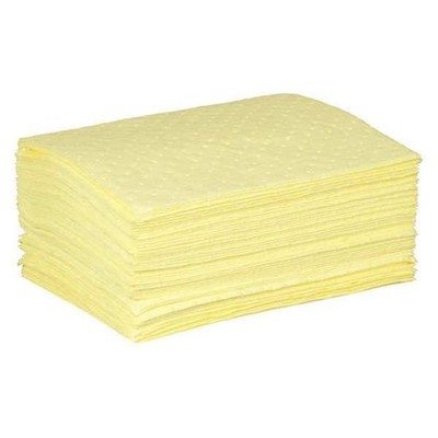 Sorbent Pads Yellow Chemical Absorbent 15x19 Polypropylene Hazmat 50 Pack 7 Gal