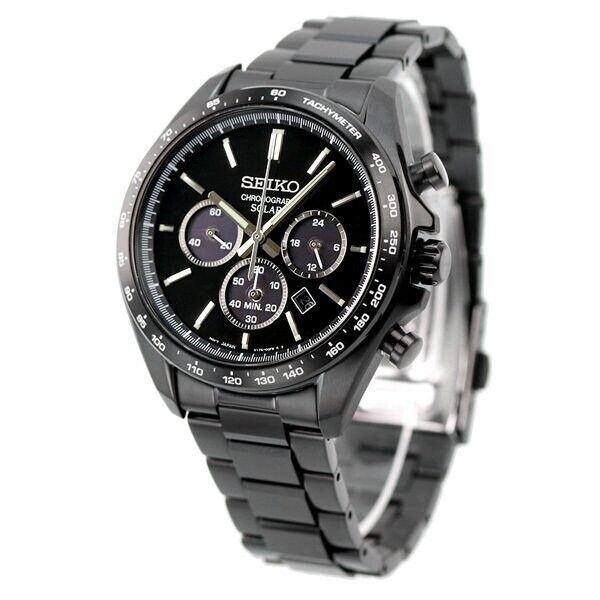 Pre-owned Seiko Selection Sbpy169 Solar Chronograph Watch All Black Men's Authentic