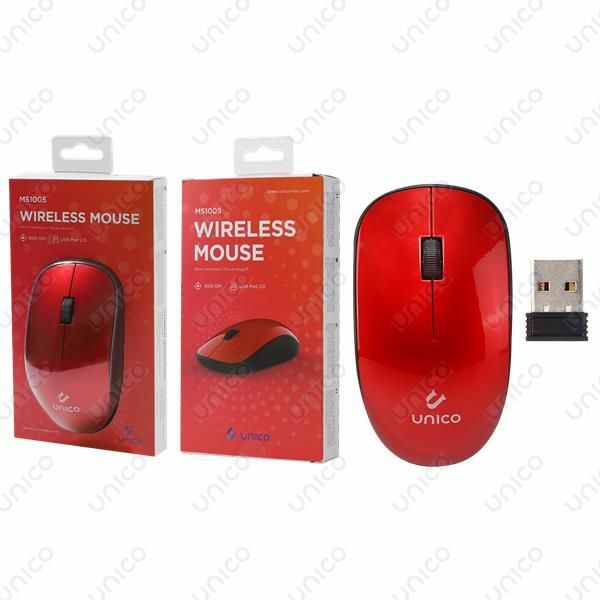 Mouse Ottico Wireless Senza Fili Unico Ms1005 Rosso cir