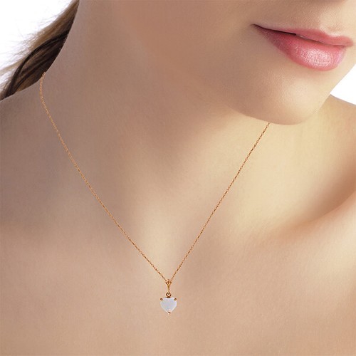 Pre-owned Galaxy Gold Products 0.65 Ct 14k Solid Rose Gold Necklace Natural Heart Opal In Multicolor