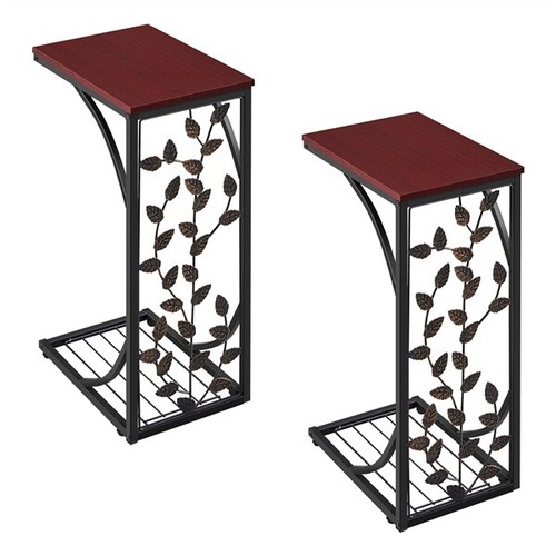 2Pcs Small C End Table Sofa Couch Bedside Chairside Table Li