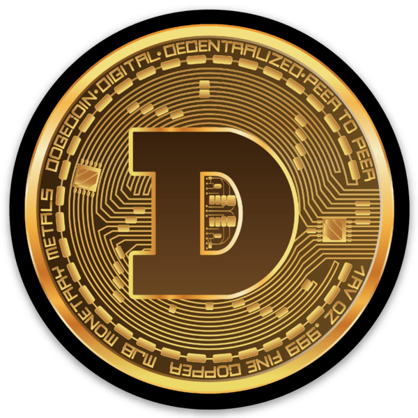 Dogecoin logo type Interface circuitry grid pattern die-cut round Magnet