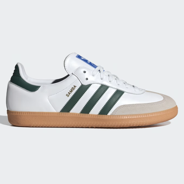 Кожаные туфли Adidas Samba OG Белый/Зеленый в стиле колледжа - IE3437 Ускоренная доставка
