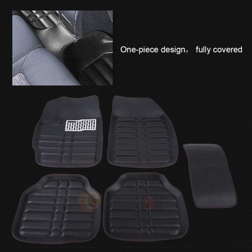 5x Car Floor Mats Front & Rear All Weather Interior Mat Carpet PU Leather Black 11