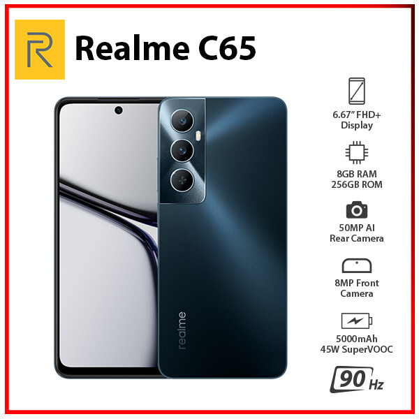 メモリー realme C65 Starlight Black 8GB 256GB Get Realme C65 Dual SIM, 8GB , 256GB, 4G RAM, 4G - Starlight