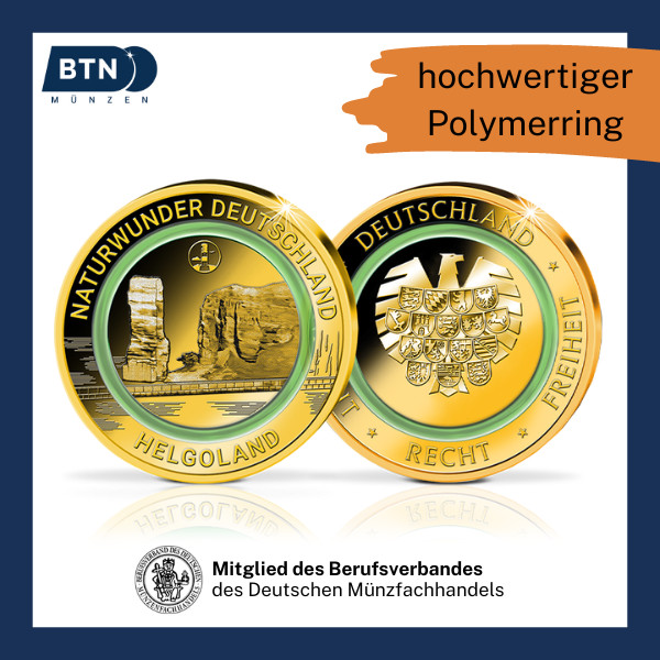 Sonder GedenkprÃ¤Gung Helgoland Polymer Ring Polierte Platte Nordsee Insel