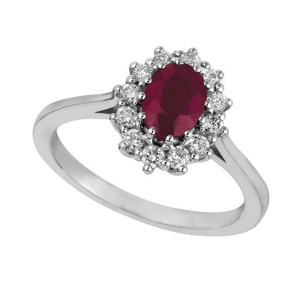 Pre-owned Morris 1.70 Carat Natural Oval Ruby & Diamond Ring 14k White Gold In Red