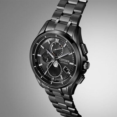 Pre-owned Citizen Attesa By1006-62e Black Moon Phase Eco-drive Men's Watch In Box