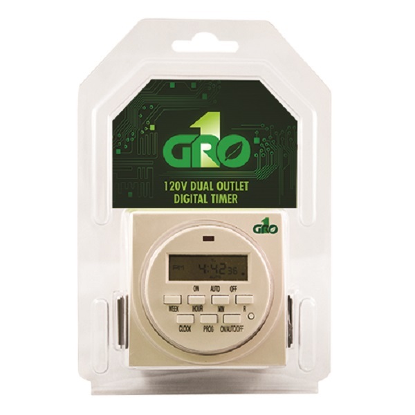 GROW1 120V Dual Outlet Grounded Digital Weekly Timer SAVE $$ W/ BAY