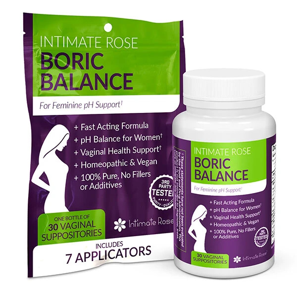 Boric Suppositories - 30 Count (600mg) + 7 Applicators - By Intimate Rose