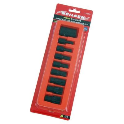 Spline Bit Socket Set Impact Bits and Holder 9-Piece 1/2dr M6-M18 CT5242