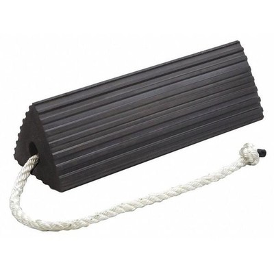 Rubber Wheel Chock Aircraft Use 11x6x5 Inch Black Single with Rope Grooved Base