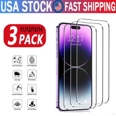 Tempered Glass Screen Protector For iPhone 14 13 12 11 Pro Max X XS XR 8 7 6