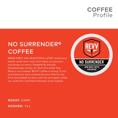 REVV NO SURRENDER Coffee, Keurig K-Cup Pod, Dark Roast, 96 Count