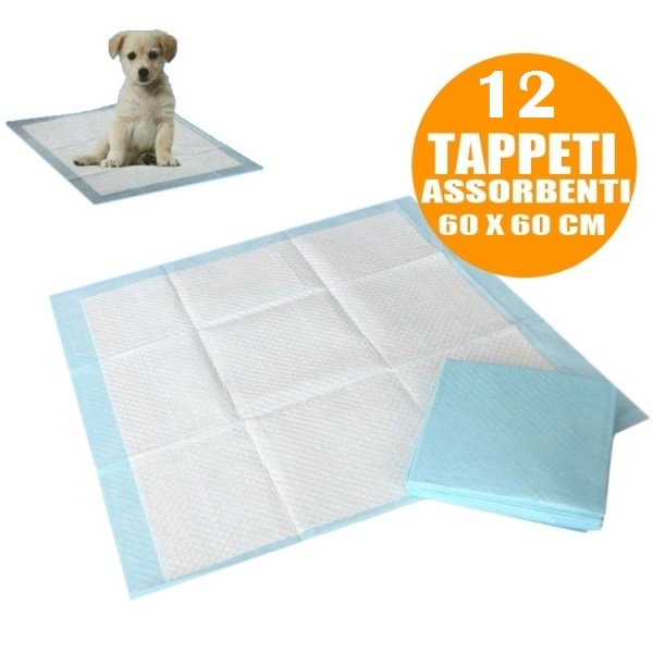 12 Tappetini Assorbenti Per Cani Gatti 60x60Cm Cuccioli Pannolini Odor Contr dfh