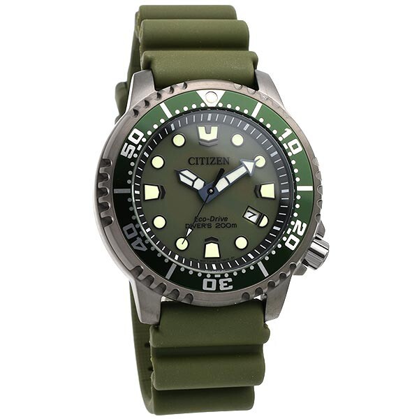 Pre-owned Citizen Promaster Bn0157-11x Green Marine Diver Eco-drive Men Wrist Watch Gift