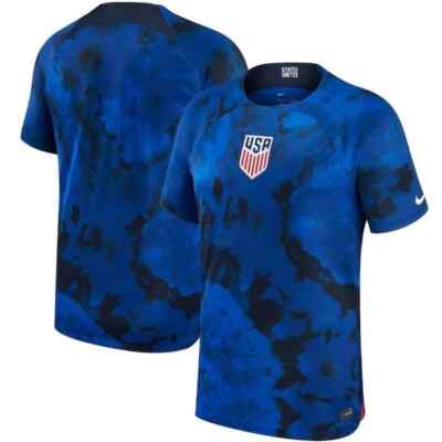 NIKE USA NATIONAL TEAM DRI-FIT AWAY BREATHE STADIUM BLUE SOCCER MENS JERSEY NWT