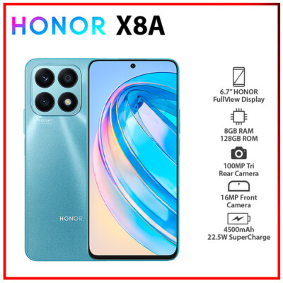 (New&Unlocked) HONOR X8A CYAN 8GB+128GB Dual SIM Octa Core Android Cell Phone