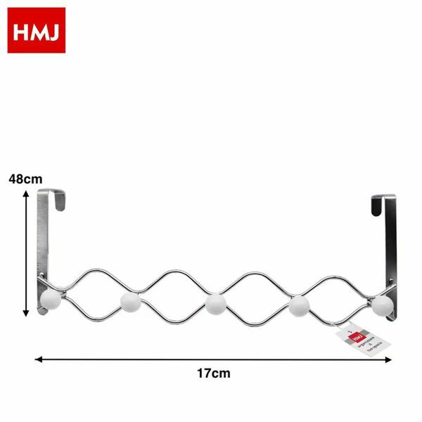 Appendiabiti Da Porta Metallo Sfere Palline Bianche 5 Ganci Posti Giacche hmj