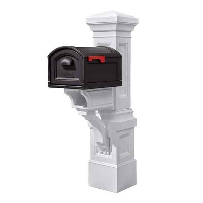 Atherton Grand Classic White Mail Post and XL Black Residential Mailbox Delivery