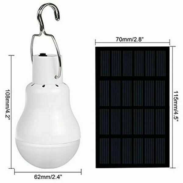 Solar Panel Powered 30W LED Lights Bulb Light Tent Lamp Yard Camping Out/Indoor