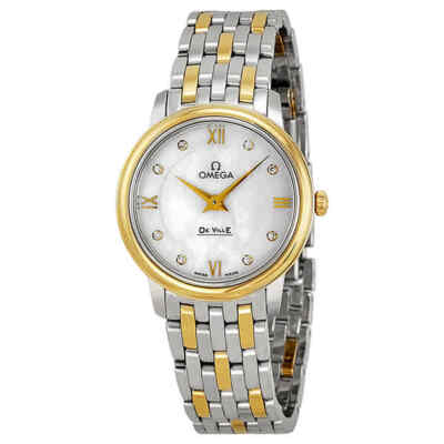 Женские часы Omega De Ville Prestige с бриллиантовым циферблатом MOP 424.20.27.60.55.001