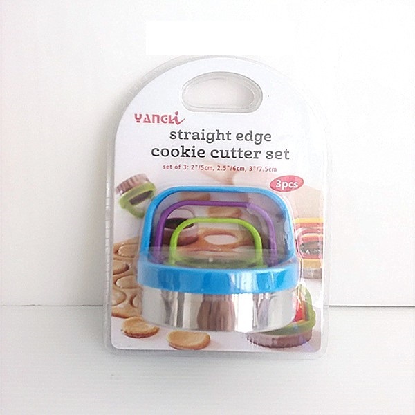 Set 3 Stampi Forme Taglia Biscotti Pasta Rotondi Dritti Netti moc