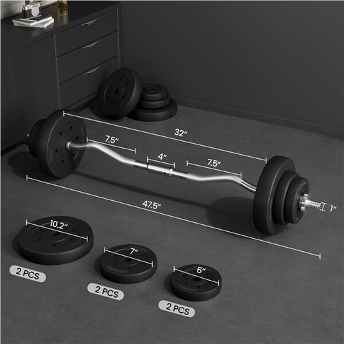 44lbs Weights Barbell Weight Set Weight Set for Home Gym Curl Bar with Weights