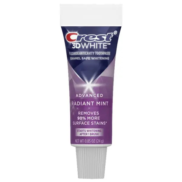 Crest 3D White Fluoride Anticavity Toothpaste Radiant Mint 0.85 Ounce Pack of 3