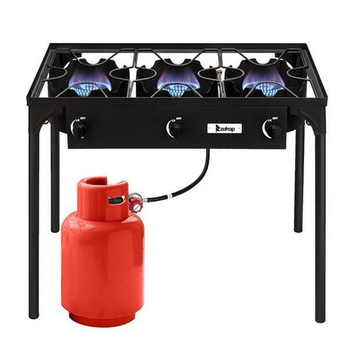 Propano 225000btu Doble Cocina De Gas De 3 Quemadores Con Soporte