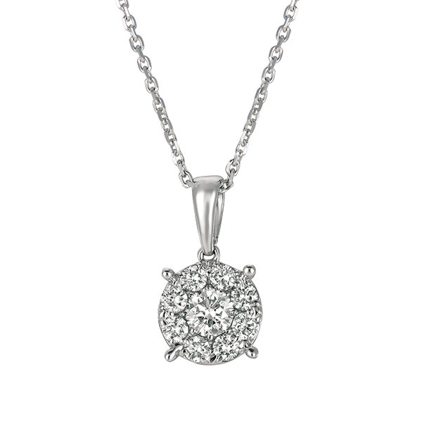 Pre-owned Morris 0.75 Carat Natural Diamond Cluster Necklace Pendant 14k White Gold