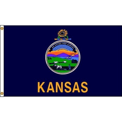Kansas State Flag 4x6 Ft Nylon Outdoor Indoor Flag w/ Grommets Header