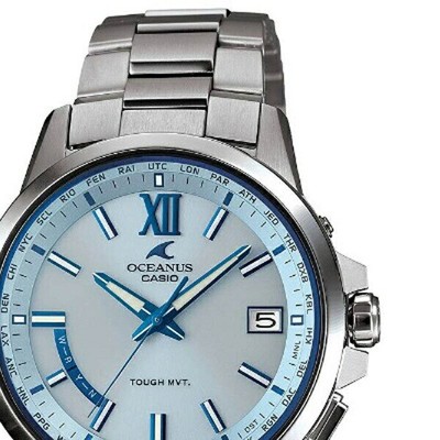 Pre-owned Casio Oceanus Ocw-t150-2ajf Light Blue Tough Solar Men's Watch In Box