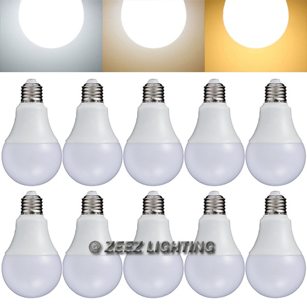 10X LED Light Bulbs 7W Natural Bright White A19 Equivalent 60W Incandescent Lamp
