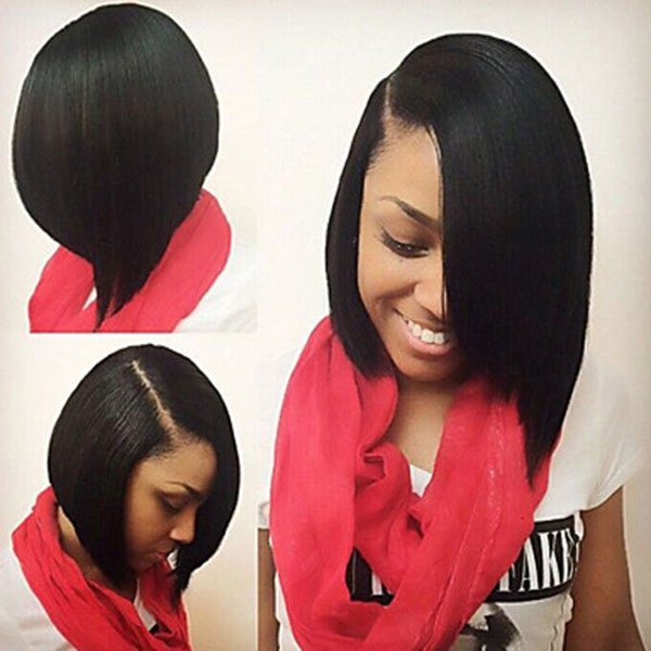 Side Bang Bob Straight Heat Resistant Synthetic Short Black Wig
