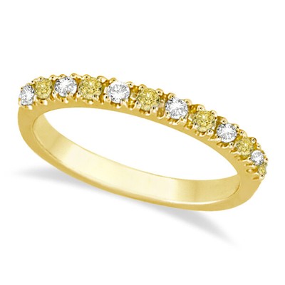 Pre-owned Allurez 0.25ct Fancy Yellow Canary & White Diamond Stackable Ring Band Stacking 14k Gold