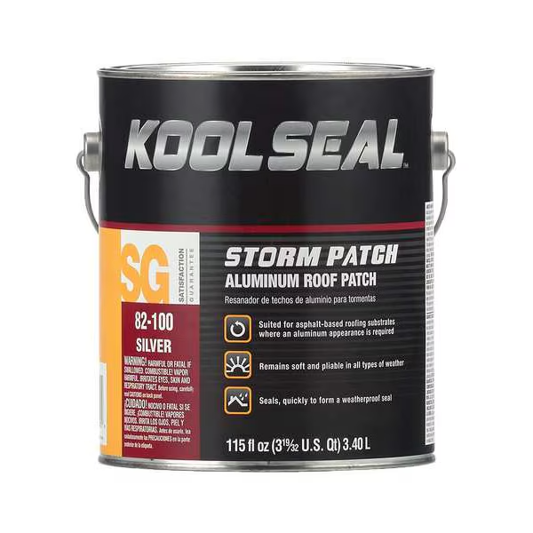 Kool Seal Storm Patch Roof Leak Repair 1 Gal Silver Asphalt Roof Coating Can
