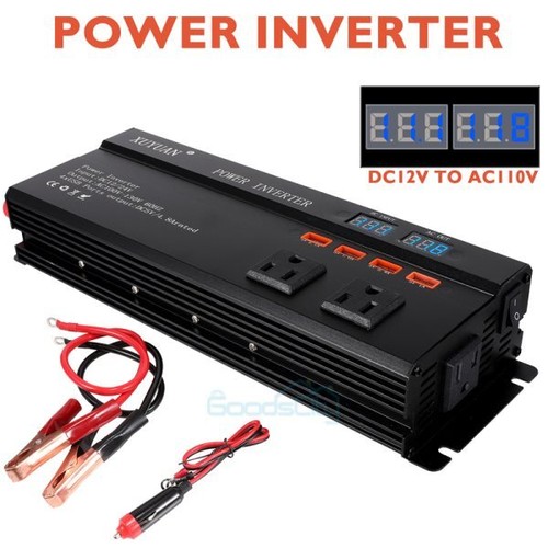 6000W Car Power Inverter DC 12V To AC 110V Pure Sine Wave Solar Converter LCD