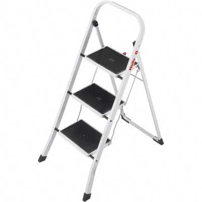 Hailo 9204015096 3-Step Ladder: Steel, EN14183, 330 Lb Capacity