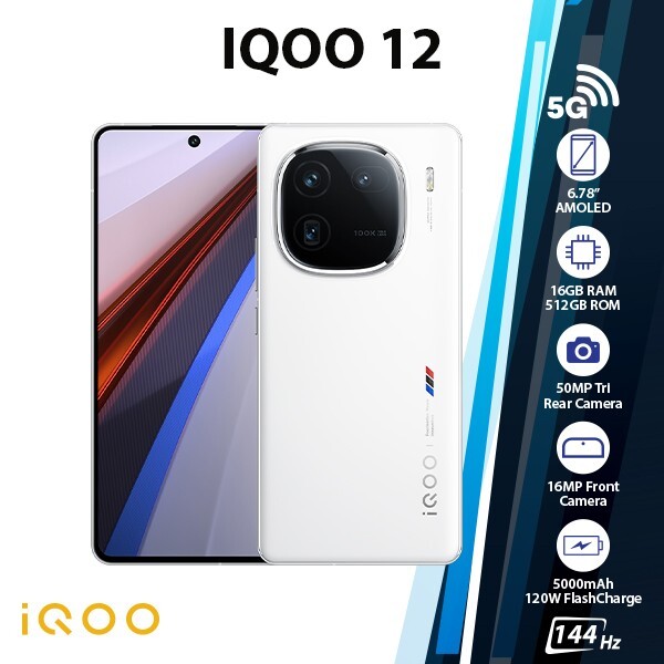 iQOO 12 5G 16GB+512GB Dual SIM Octa Core Android Mobile