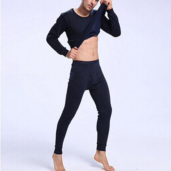 Mens Winter Ultra-Soft Fleece Lined Thermal Top & Bottom Long John Underwear Set