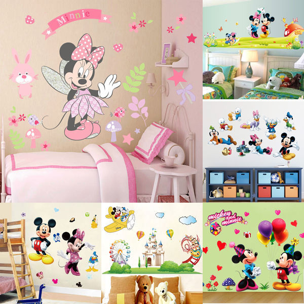 Mickey Minnie Mouse Wall Sticker Cartoon Mural Vinyl Decal Kids