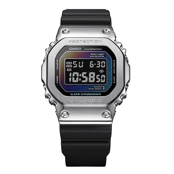 Pre-owned Casio G-shock Gm-5600rw-1jf Rainbow Brick Wall Metal Case Digital Men Watch Gift