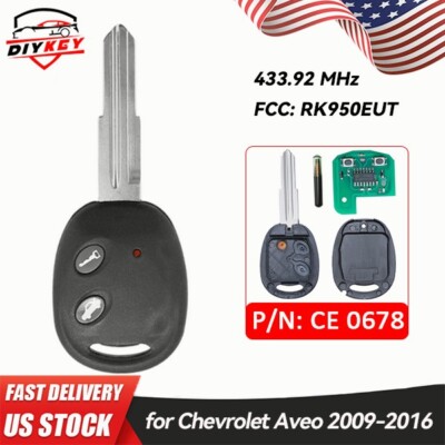 Remote Head Key Fob for Chevrolet Aveo 2009-2016 433.92MHz FCC RK950EUT -CE 0678