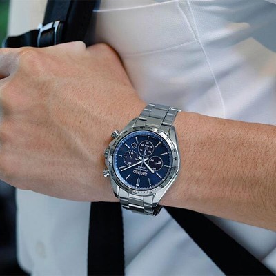 Pre-owned Seiko Selection Sbpy163 Blue Panda Chronograph Solar Men's Watch In Box