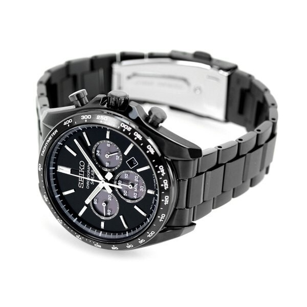 Pre-owned Seiko Selection Sbpy169 Solar Chronograph Watch All Black Men's Authentic