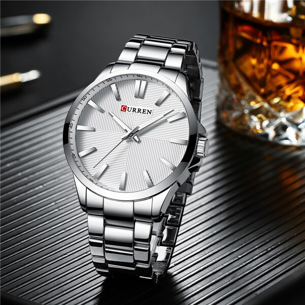 Orologio Da Polso Curren 8322 Uomo Analogico Quarzo Business Silver lac