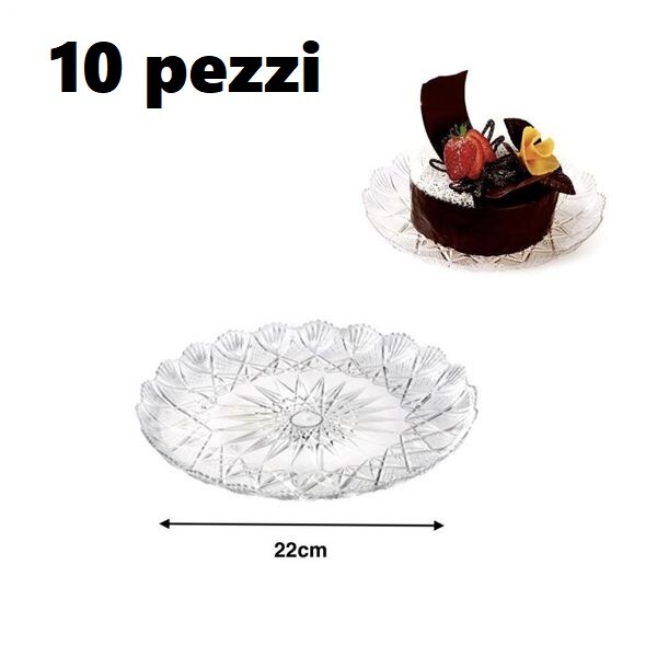 Set 10 Pezzi Vassoio Stella Trasparente In Plastica Per Dolci Diametro 22cm hmj
