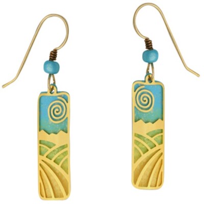 Adajio Golden Valley & Blue Skies & Fields Overlay Pierced Earrings Made in USA